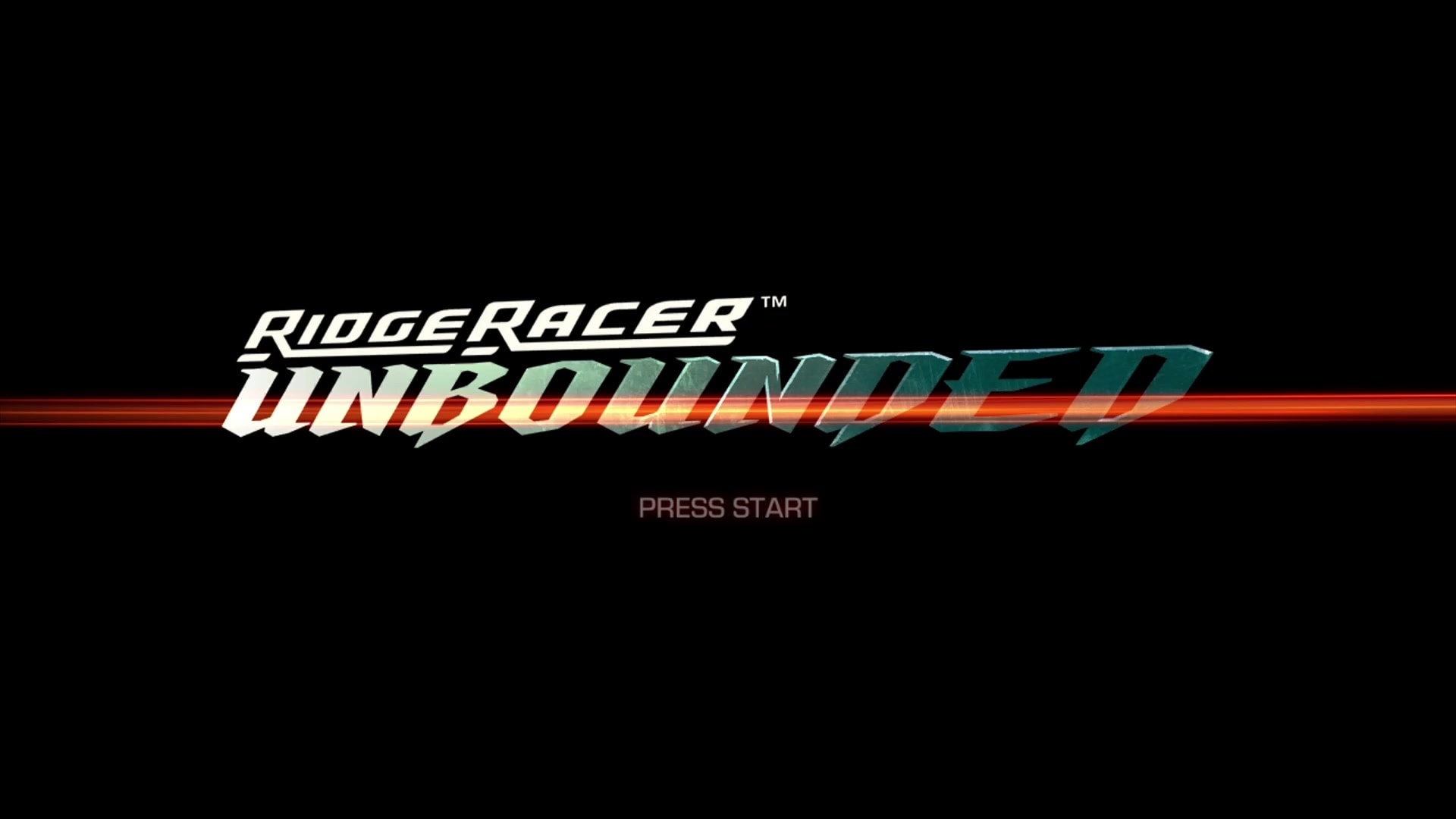 Ridge Racer Unbounded title screen for Xbox 360